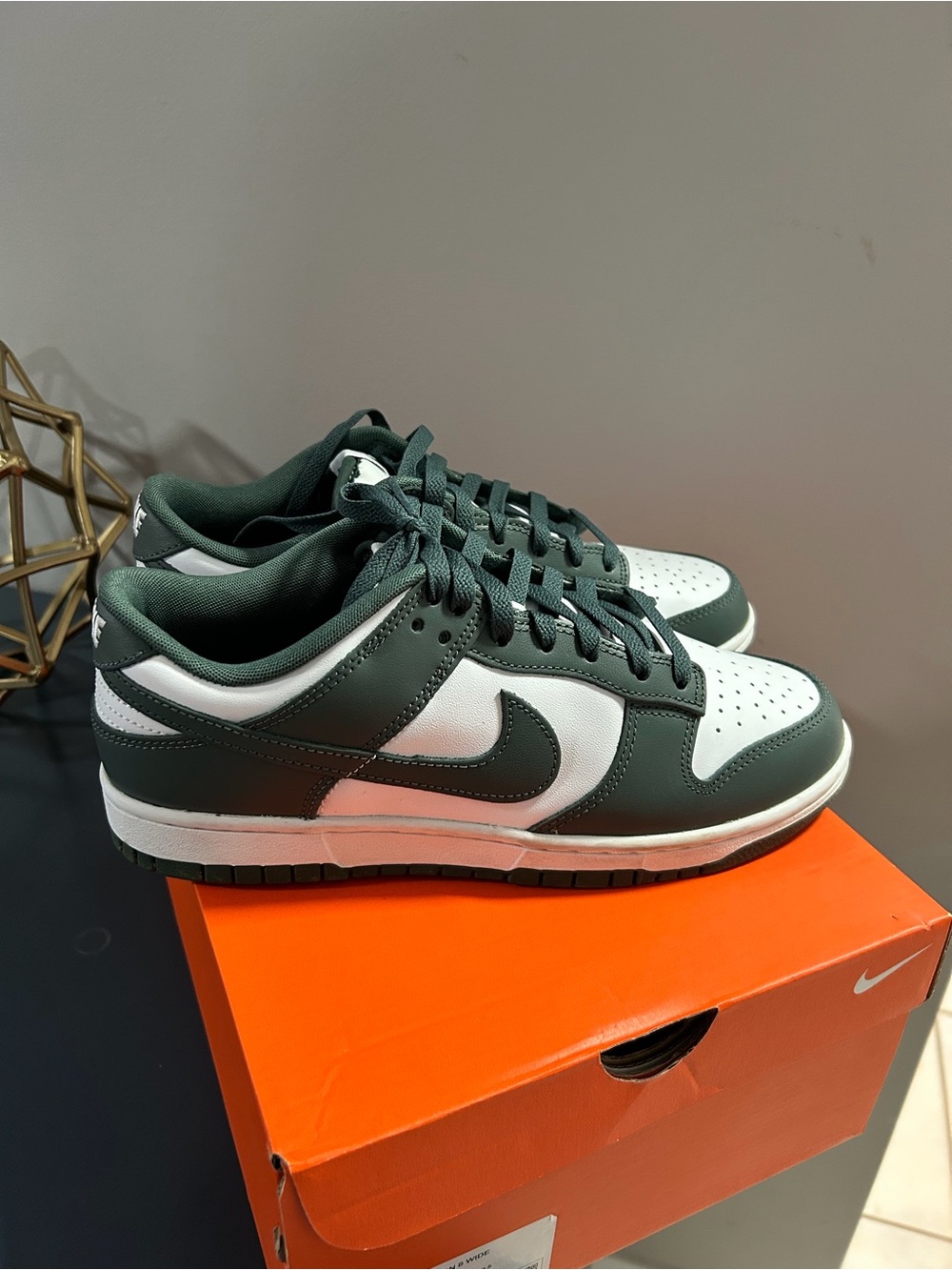 Nike Dunk Low Green and White Leather Sneakers